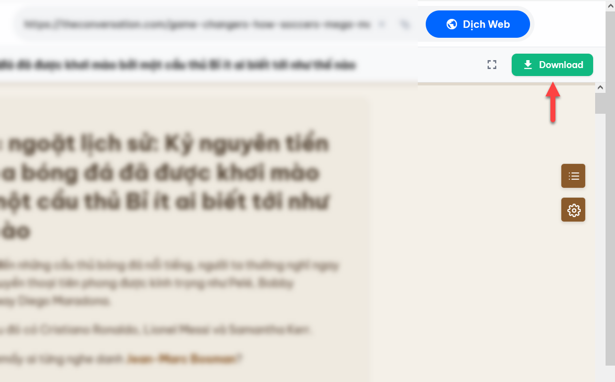 Tải bản dịch về lưu trữ để đọc lại khi cần